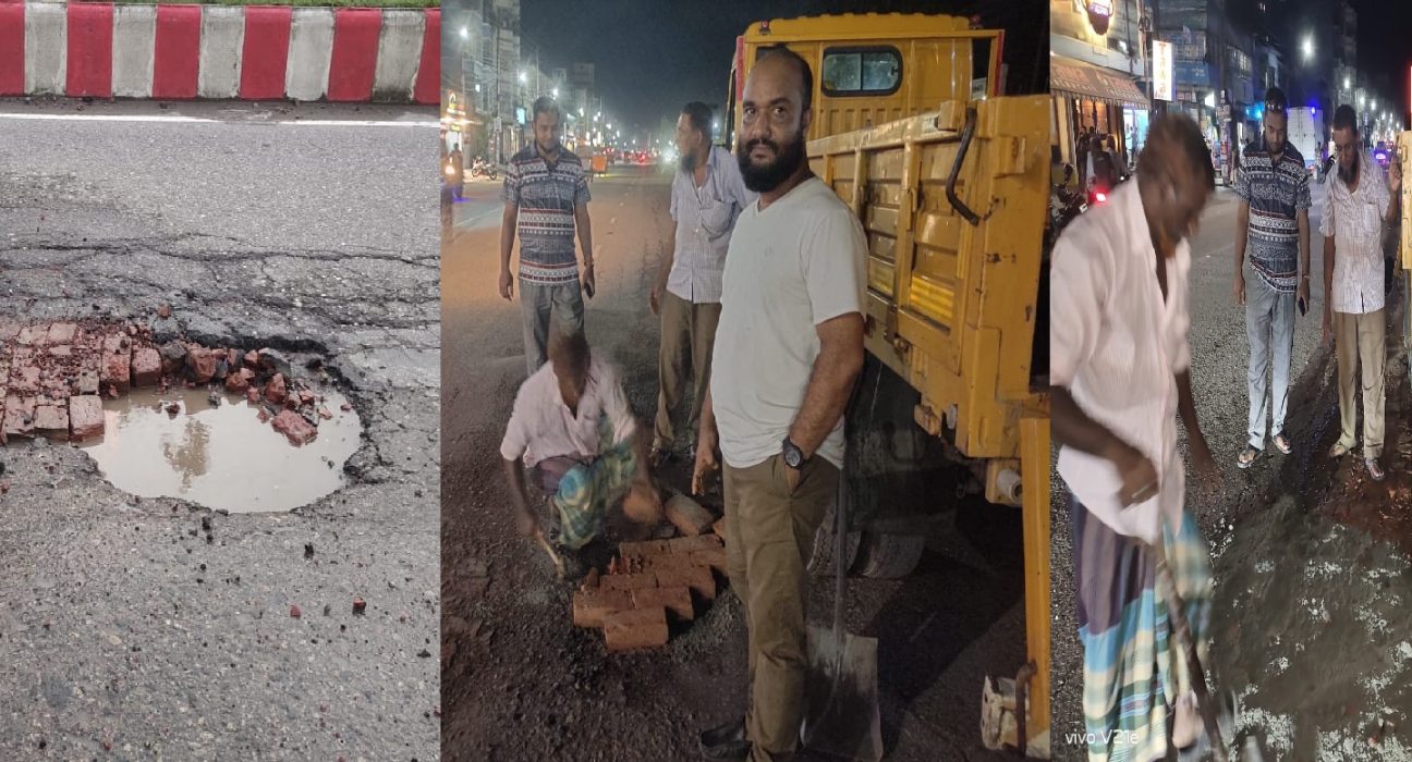 বরিশালে তাৎক্ষণিক রাস্তা মেরামত, প্রশংসা কুড়ালেন দুই সাংবাদিক 5 sarak