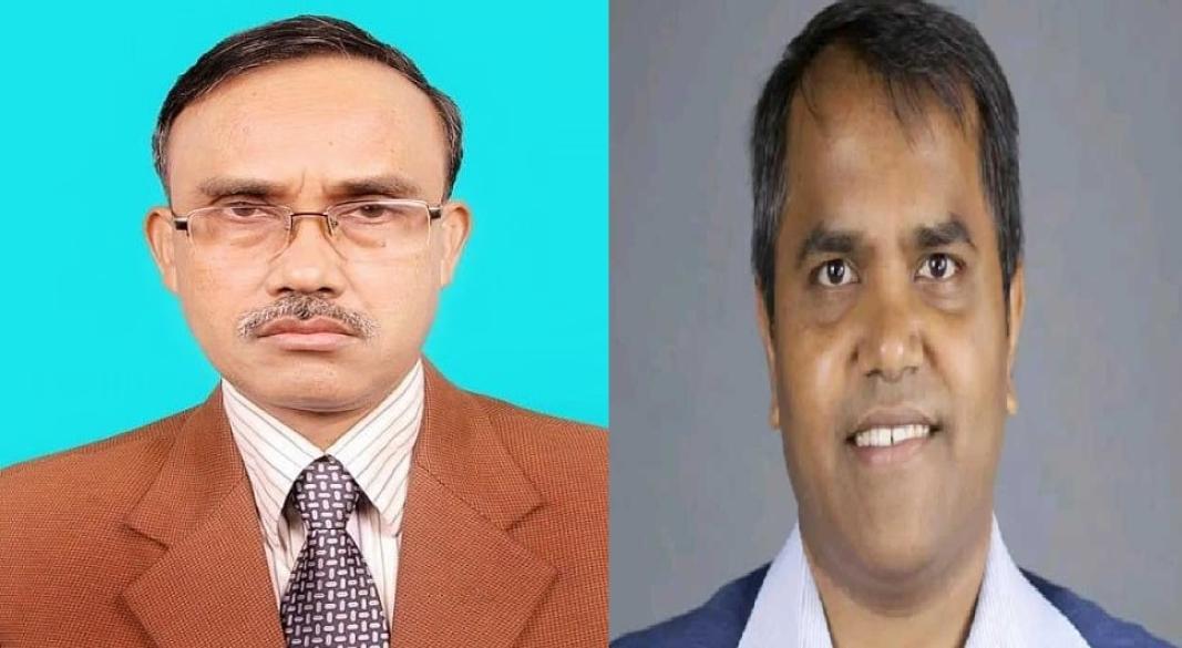 পবিপ্রবির সাবেক উপাচার্য স্বদেশ চন্দ্র সামন্ত ও রেজিস্ট্রার সন্তোষ কুমার বসু