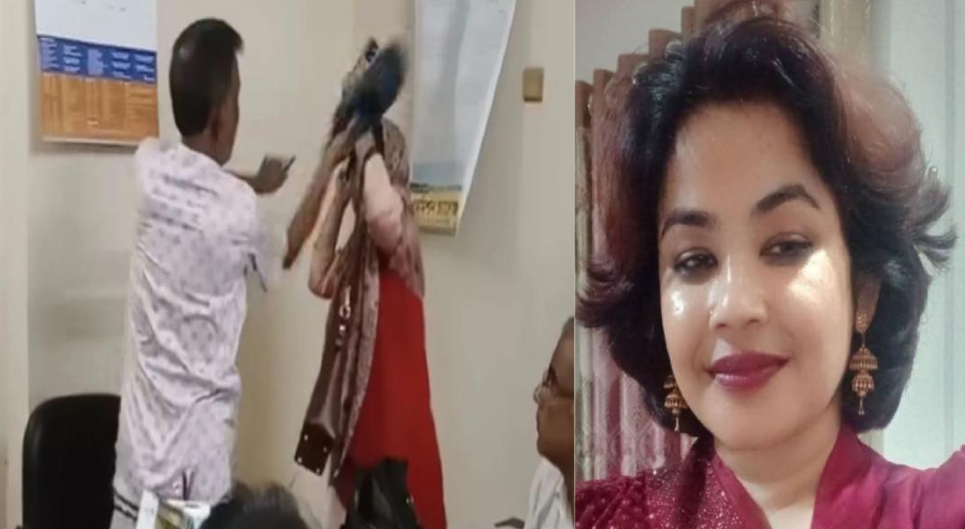 শিক্ষিকাকে জুতাপেটা