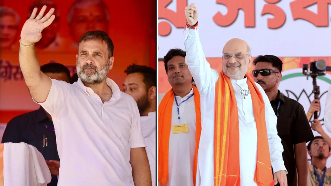 রাহুল গান্ধীর ২০ কোটি,সস্ত্রীক অমিত শাহর ৬৫ কোটি রুপি 5 গান্ধী ও অমিত শাহ।