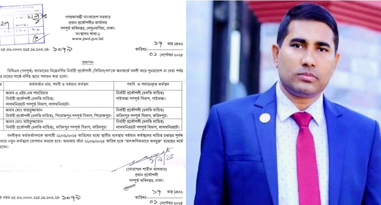 ফরিদপুর গনপুর্তের নির্বাহী প্রকৌশলী সাইফুজ্জামান চুন্নুকে লালমনিরহাটে বদলী 5 saifuzzaman