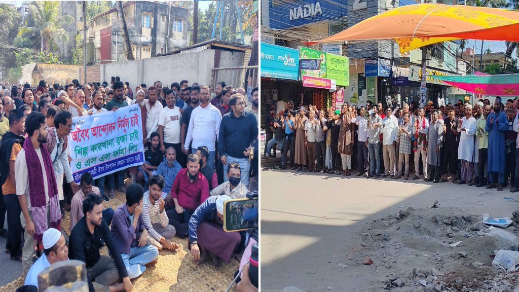 বরিশালে অপসোনিনের শ্রমিকদের দুপক্ষের মুখোমুখি অবস্থান 2 bsl photo